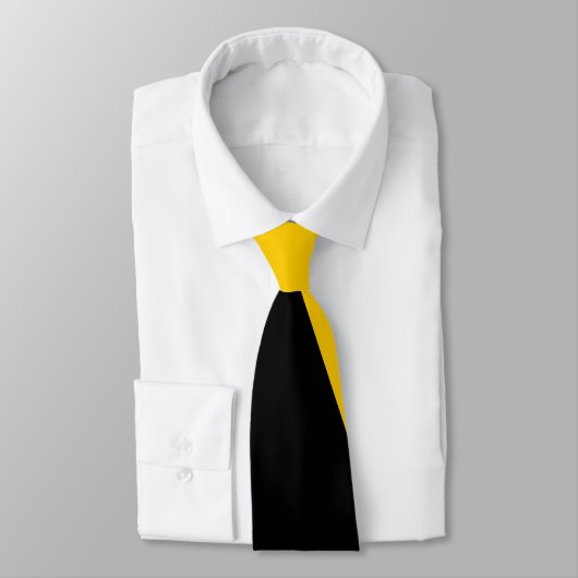 Diagonaal zwart en goud breedband Stropdas (Gebonden)