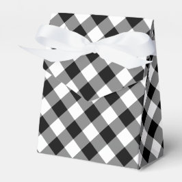Diagonaal Zwart en Wit Gingham Plaid gunstbox Bedankdoosjes