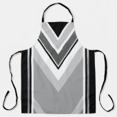 Diagonaal zwart, grijs, gestript schort van metaal (Voorkant)