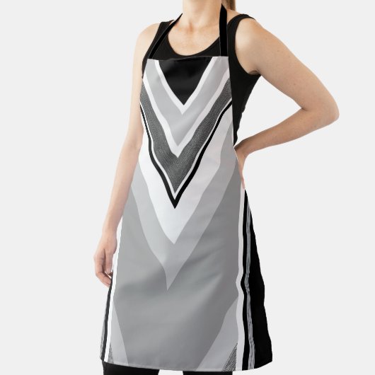 Diagonaal zwart, grijs, gestript schort van metaal (Insitu)