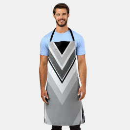 Diagonaal zwart, grijs, gestript schort van metaal