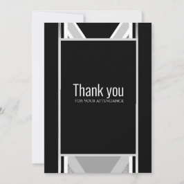 Diagonaal zwart, grijs, metaalstrips bedankkaart