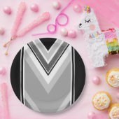 Diagonaal zwart, grijs, metaalstrips papieren bordje (Feest)