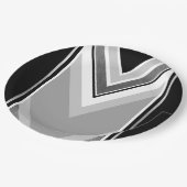 Diagonaal zwart, grijs, metaalstrips papieren bordje (Gekanteld)