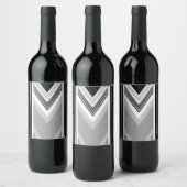 Diagonaal zwart, grijs, metaalstrips wijn etiket (Flessen)