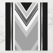 Diagonaal zwart, grijs, metaalstrips wijn etiket (Enkel label)