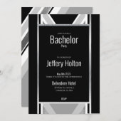 Diagonaal zwart, grijs, metallisch gestript sparen save the date (Voorkant / Achterkant)