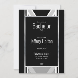 Diagonaal zwart, grijs, metallisch gestript sparen save the date