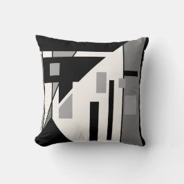 Diagonaal zwart grijs op wit geometrisch Abstract Kussen