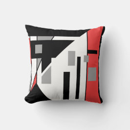 Diagonaal Zwart met Red Grey Geometric Abstract Kussen