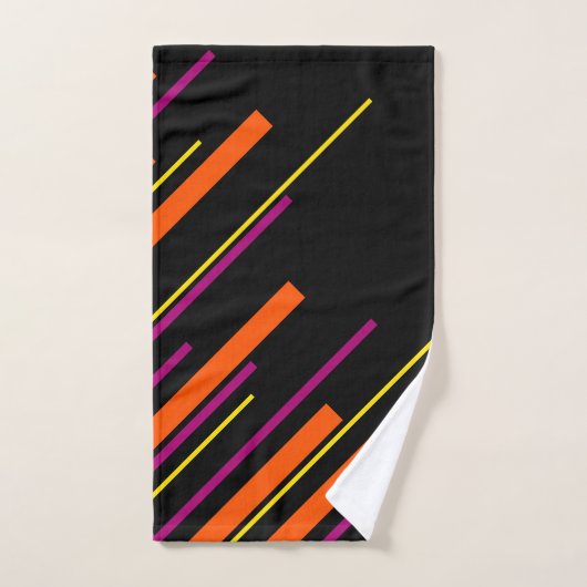Diagonaal - Zwart, Roze, Oranje en Geel Bad Handdoek (Handdoek)
