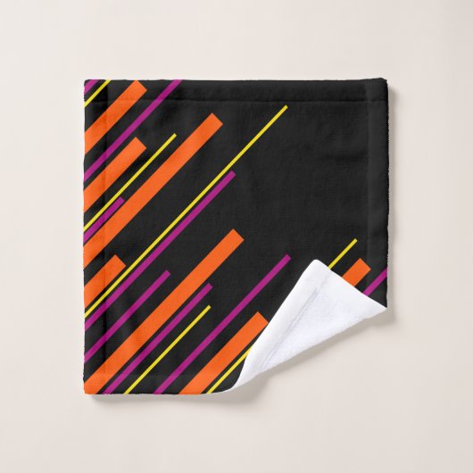Diagonaal - Zwart, Roze, Oranje en Geel Bad Handdoek (Wasdoekje)