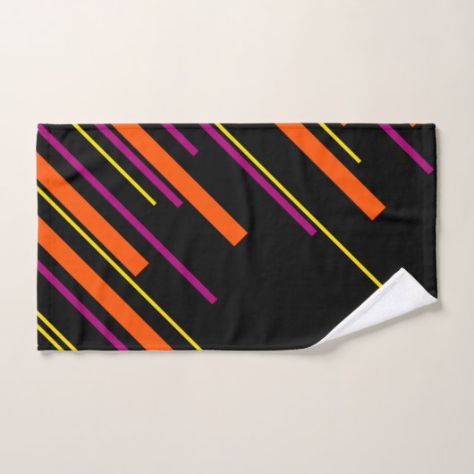 Diagonaal - Zwart, Roze, Oranje en Geel Bad Handdoek (Handdoek)