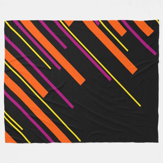 Diagonaal - Zwart, Roze, Oranje en Geel Fleece Deken (Voorkant (Horizontaal))