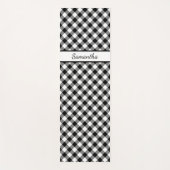 Diagonaal zwart wit Buffalo Check met Jouw naam Yogamat (Voorkant)