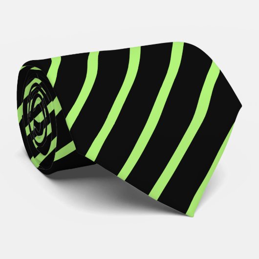 Diagonaal zwarte en kalkgroene strepen stropdas (Opgerold)