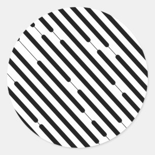 Diagonaal zwarte streepjeslijnen ronde sticker