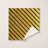 Diagonaal zwarte striped Gold Leaf Textielbad set Bad Handdoek (Wasdoekje)
