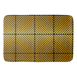 Diagonaal zwarte striped Gold Leaf Textuur Bath Ma Badmat