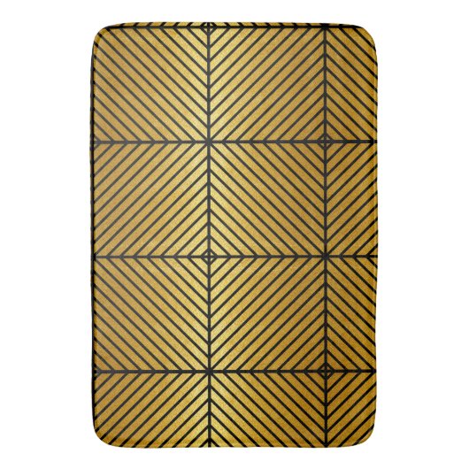 Diagonaal zwarte striped Gold Leaf Textuur Bath Ma Badmat (Voorkant Verticaal)