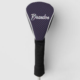 Diagonaalblauwe, zwarte en paarse strepen golfheadcover