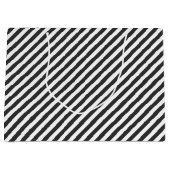 Diagonal black and white stripes pattern groot cadeauzakje (Voorkant)