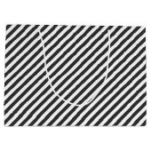 Diagonal black and white stripes pattern groot cadeauzakje (Achterkant)