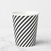 Diagonal black and white stripes  pattern papieren bekers (Links)