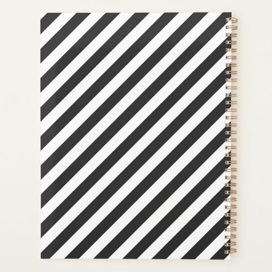 Diagonal black and white stripes pattern planner (Achterkant)