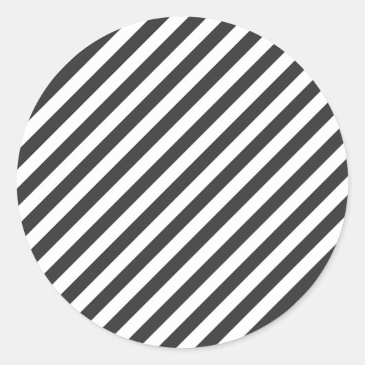 Diagonal black and white stripes pattern ronde sticker (Voorkant)