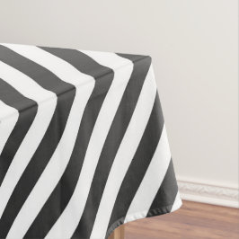 Diagonal black and white stripes  pattern tafelkleed