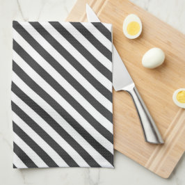 Diagonal black and white stripes  pattern theedoek