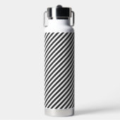 Diagonal black and white stripes  pattern waterfles (Voorkant)