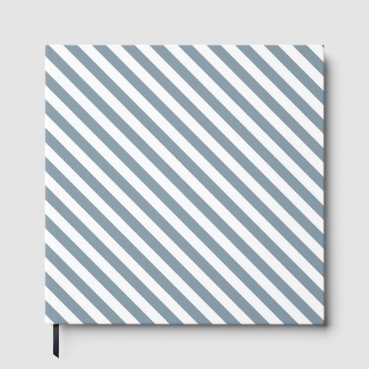 Diagonal blue and white stripes pattern gastenboek (Voorkant)