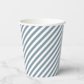 Diagonal blue and white stripes pattern papieren bekers (Achterkant)