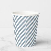 Diagonal blue and white stripes pattern papieren bekers (Rechts)