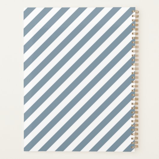 Diagonal blue and white stripes pattern planner (Achterkant)