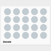 Diagonal blue and white stripes pattern ronde sticker (Vel)