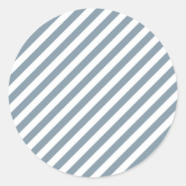Diagonal blue and white stripes pattern ronde sticker