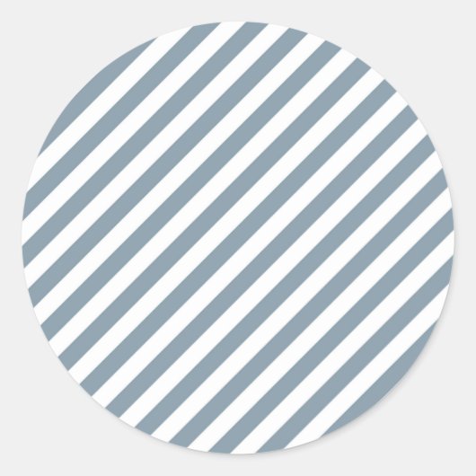 Diagonal blue and white stripes pattern ronde sticker (Voorkant)