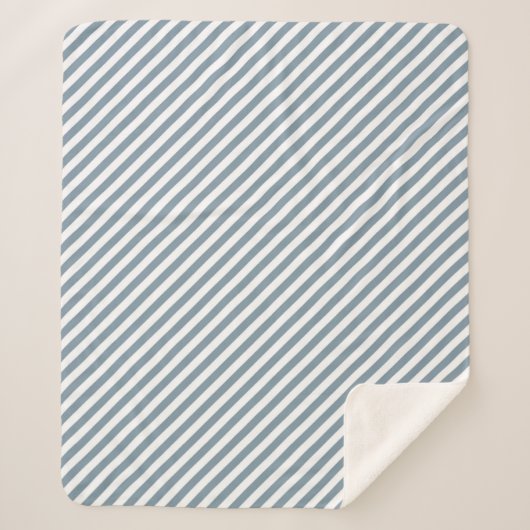Diagonal blue and white stripes pattern sherpa deken (Voorkant)
