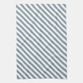 Diagonal blue and white stripes pattern theedoek (Verticaal)