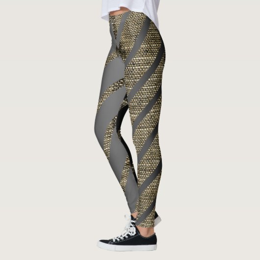 Diagonal Bronze gestructureerde lijnen Leggings (Links)