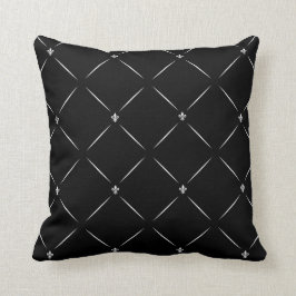 Diagonal Fleur de Lis | zwart-wit Kussen