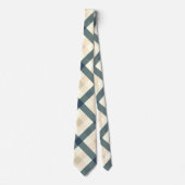 Diagonal Gingham in Cream en Slate Grey Stropdas (Voorkant)
