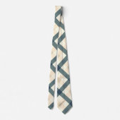Diagonal Gingham in Cream en Slate Grey Stropdas (Achterkant)