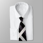 Diagonal Gingham in zwart, donker Navy, lichtgrijs Stropdas (Gebonden)