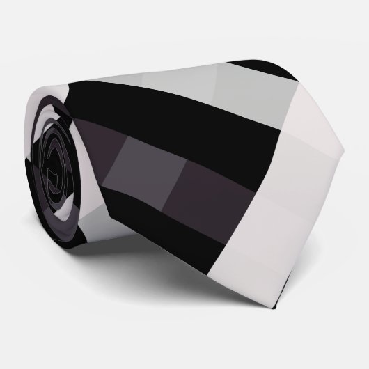 Diagonal Gingham in zwart, donker Navy, lichtgrijs Stropdas (Opgerold)