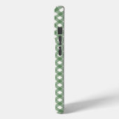 Diagonal Gingham Pattern in Green with Initials Case-Mate iPhone Case (Achterkant / Links)