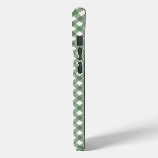 Diagonal Gingham Pattern in Green with Initials Case-Mate iPhone Case (Achterkant / Links)